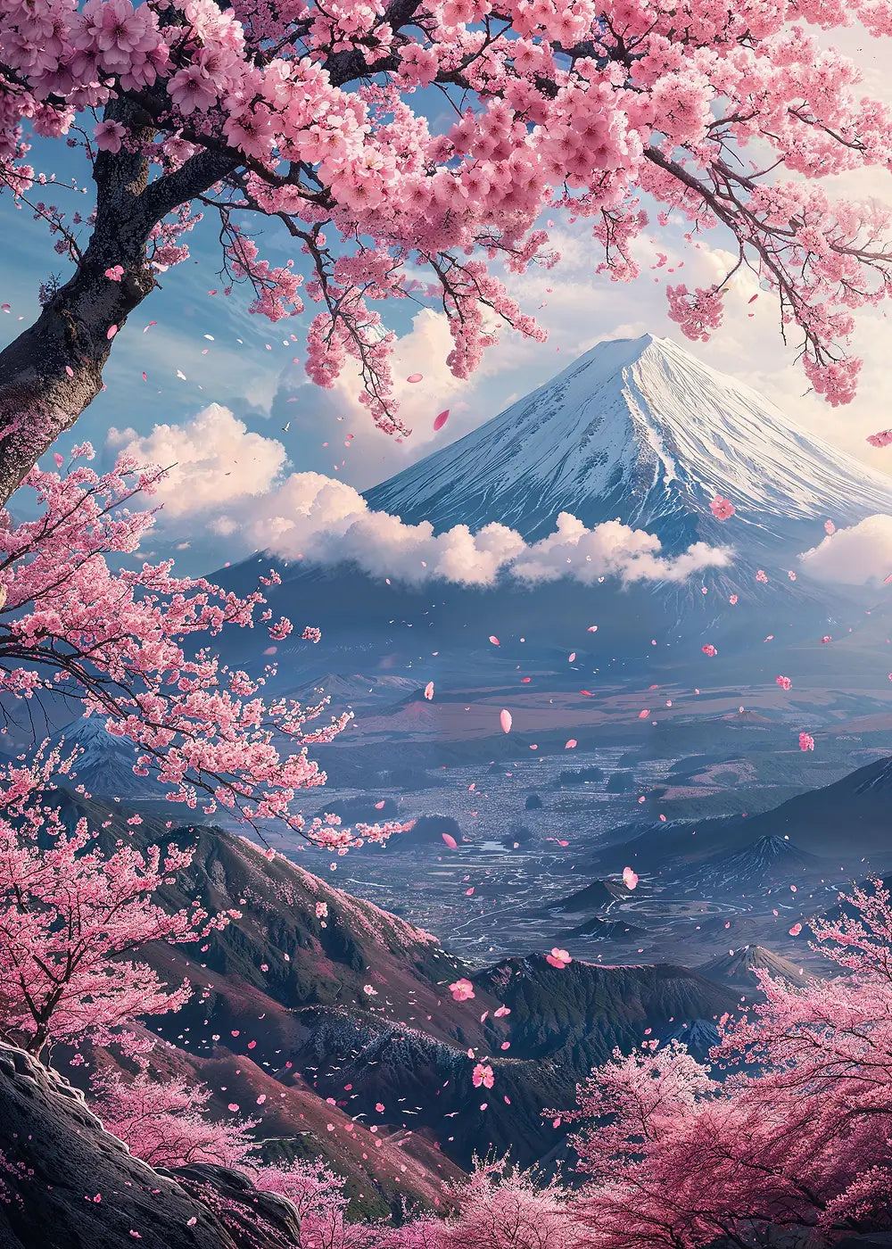 Mount Fuji Sakura metal poster artwork